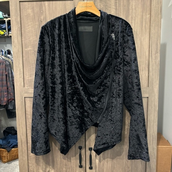Blank NYC large Crushed Velvet Assymetrical Moto Jacket Black - Picture 1 of 9